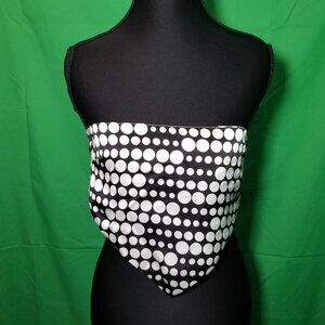 Forever 21 Bandana Handkerchief Crop Top M Satin Black White Polka Dot Cami NWT